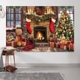thumbnail image 4 of 7x5ft Christmas Backdrops Photography Winter Fireplace Xmas Tree Sock Wall Party Decor Merry Christmas Bear Backdrop Family Kids Holiday New Year Party Supplies Photo Background Studio Props, 4 of 5