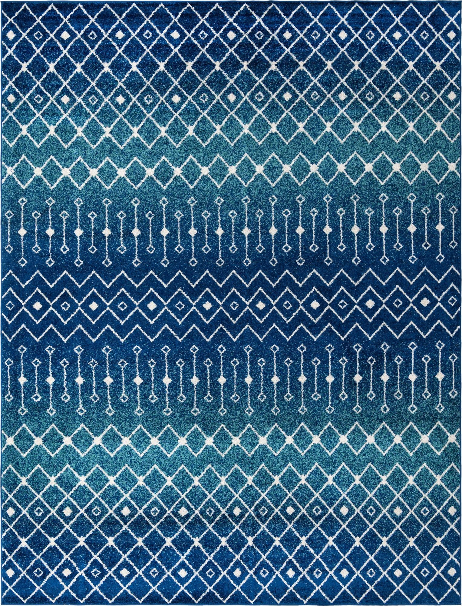 Moroccan Trellis Collection Rug 10' x 14' Navy And Teal