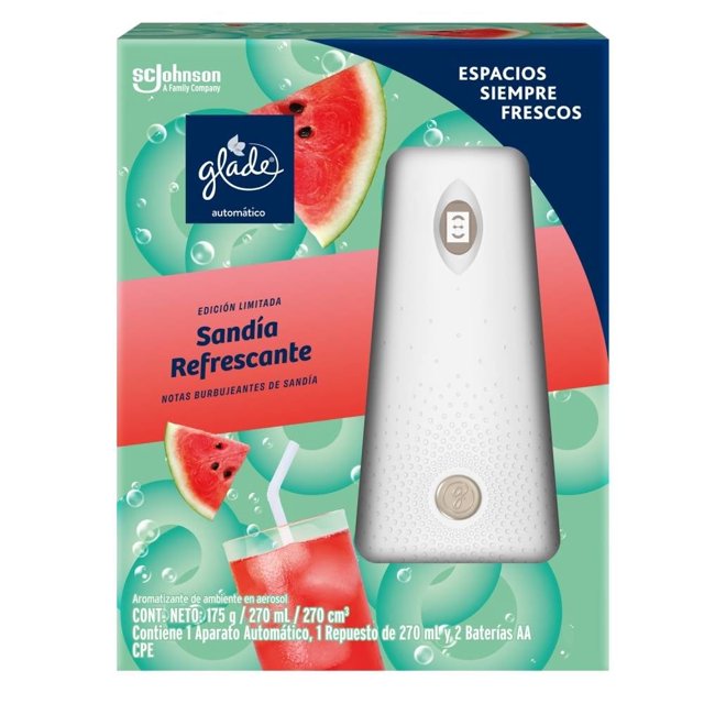 Aromatizante Automático en Aerosol Glade Sandía Refrescante Aparato y Repuesto de 175 g