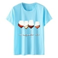 thumbnail image 4 of Blue Women's Short Sleeve T-shirt, Women'S Wine Glass Printed Shirt Short Sleeve Round Neck T Shirt Fashion Top Lightweight Soft Casual Summer Clothing Clothes,Women's Short sleeve T-shirt 3XL, 4 of 4