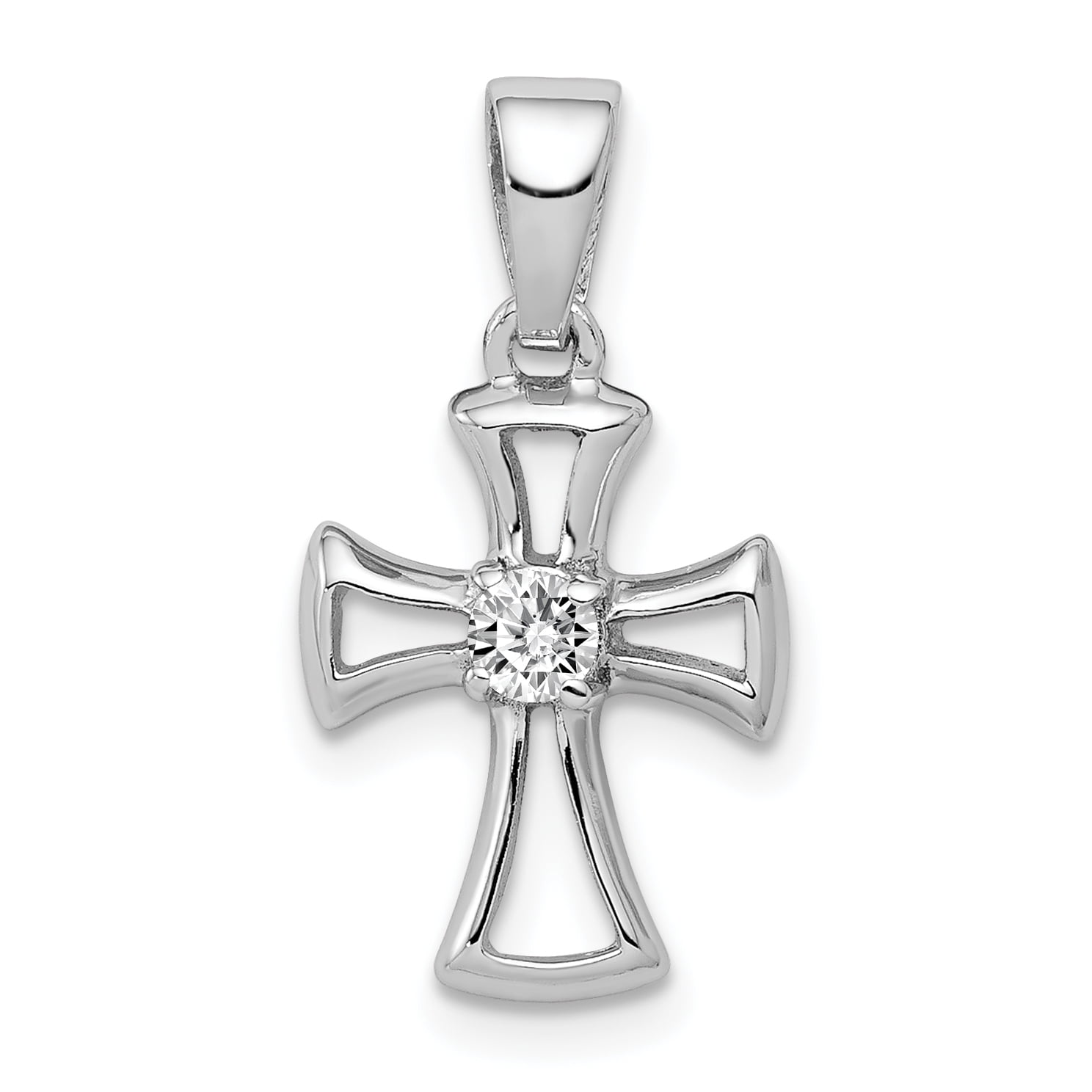 Cubic Zirconia 925 Sterling Silver CZ Latin Relgious Cross Pendant