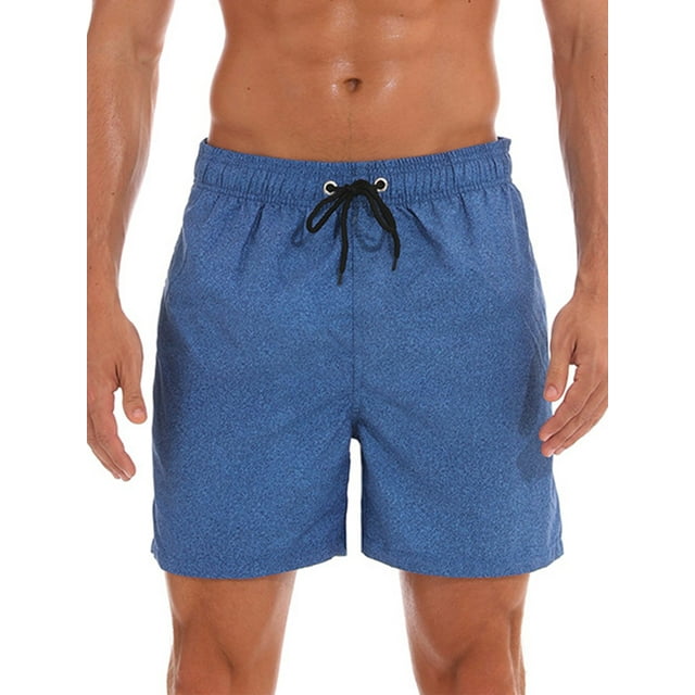 Innerwin Men Swimsuit Drawstring Boardshorts Pocket Quick Dry Beach Pants High Waist Summer Holiday Cowboy 3XL