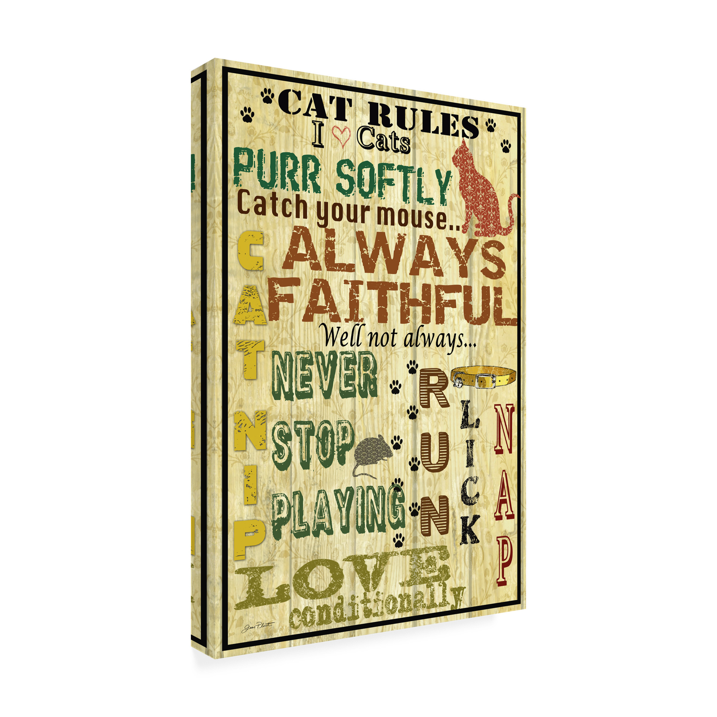 Trademark Fine Art 'Cat Rules' Canvas Art by Jean Plout