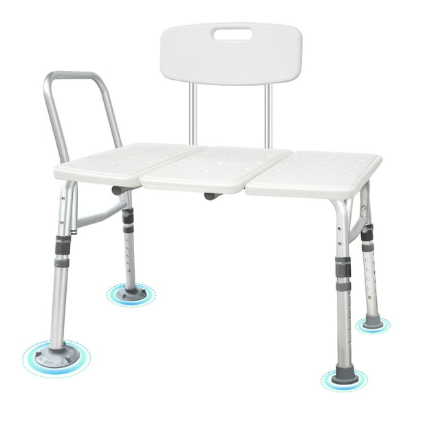 Heavy Duty Bathtub Transfer Bench with Back and Side Arm Shower Chair