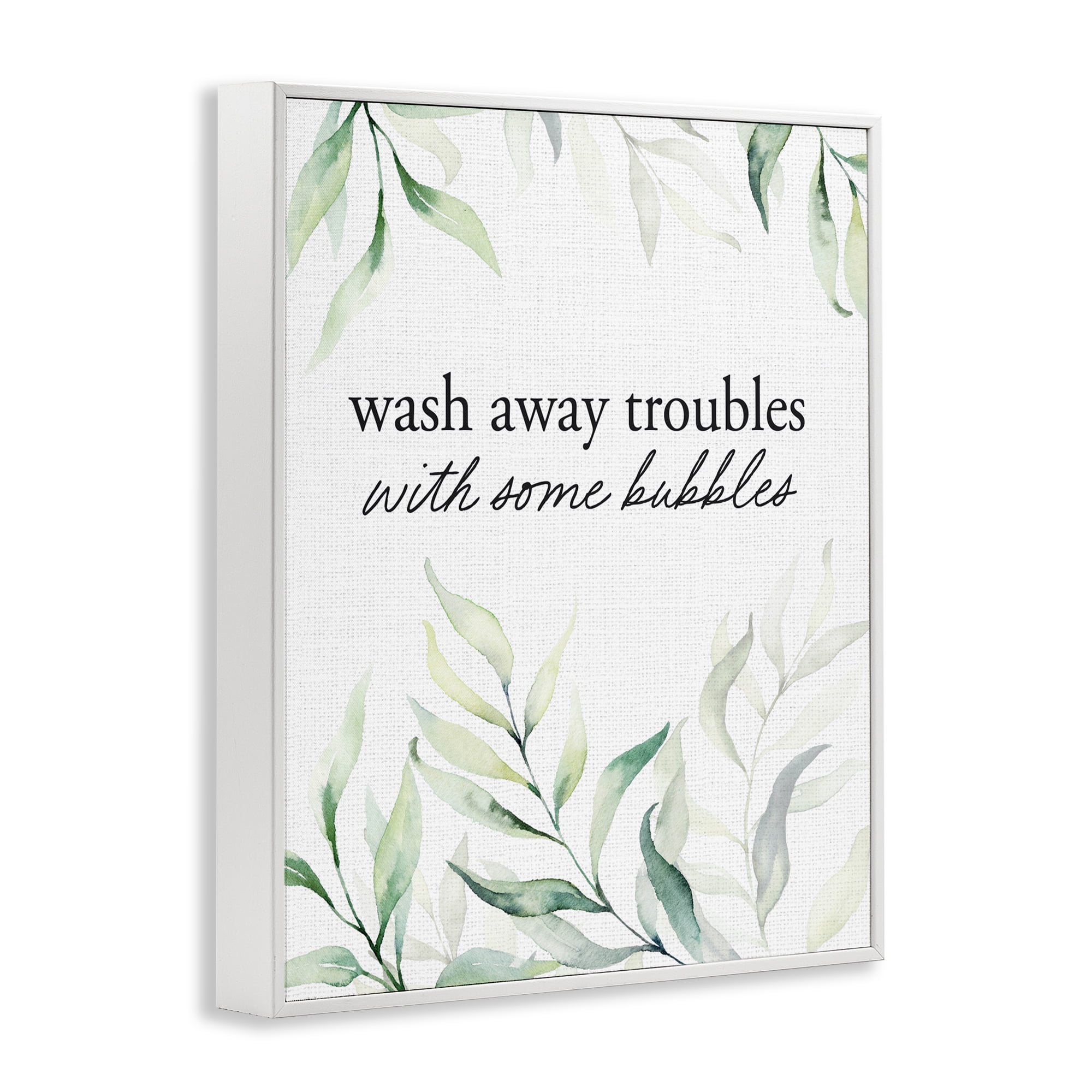 Zen Wash Away Troubles White Framed Giclee Art, design by Lettered and Lined