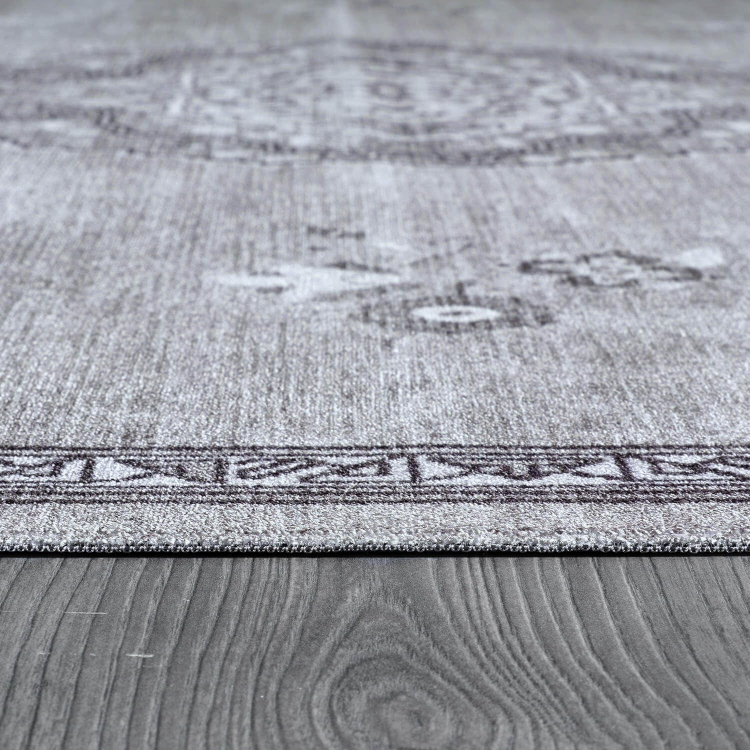 Beverly Rug Machine Washable Easy Cleaning Indoor Non-Slip Rugs Gray / Dark Gray 4'x6'
