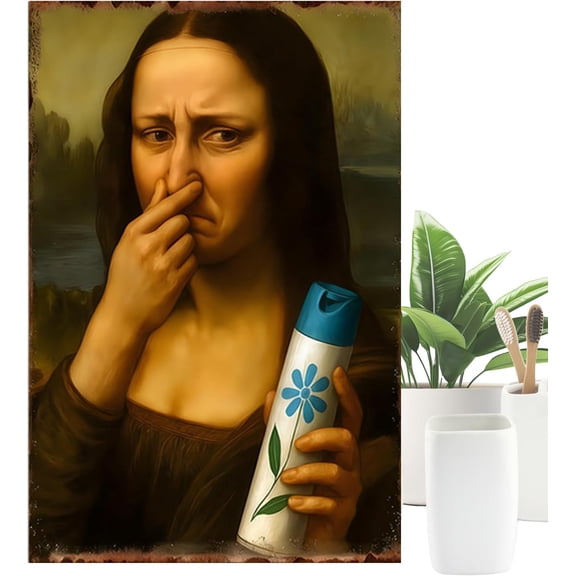 Funny Bathroom Wall Art, Classic Portrait Satirical Print, Humorous Toilet Decor for Home, 30×40cm Fade Resistant Artwork, Unique Wall Decor for Room Dorm Apartment