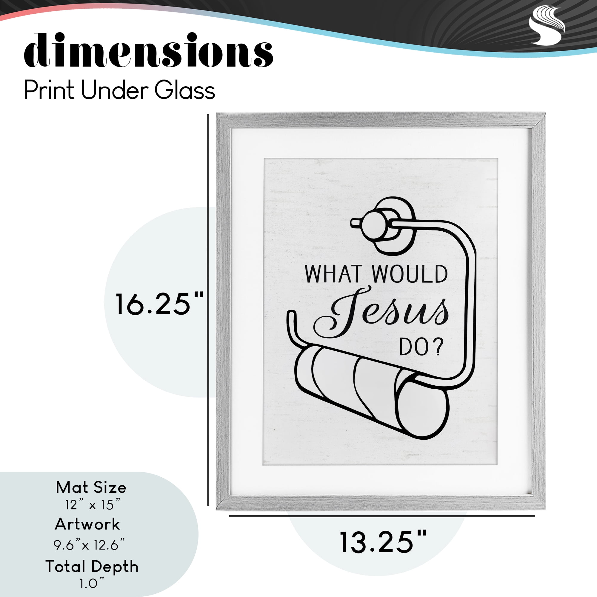 What Would Jesus Do Toilet Paper Gray Framed Print Under Glass, design by Lettered and Lined