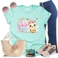 thumbnail image 3 of Be Kind T-Shirt, Women Graphic Tees Tops Funny Unisex Short Sleeve (Medium, Mint), 3 of 6