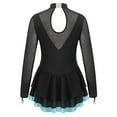 thumbnail image 4 of Sholeno Kids Girls Shiny Ice Figure Skating Dress Mesh Long Sleeve Roller Skating Dance Competition Lake Green 10, 4 of 7