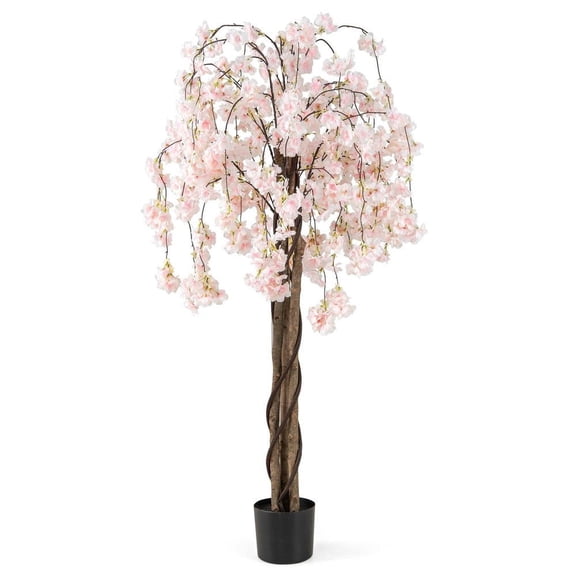 Resenkos 5.5-Foot Artificial Cherry Blossom Tree with Pink and White Flowers - Pink/White