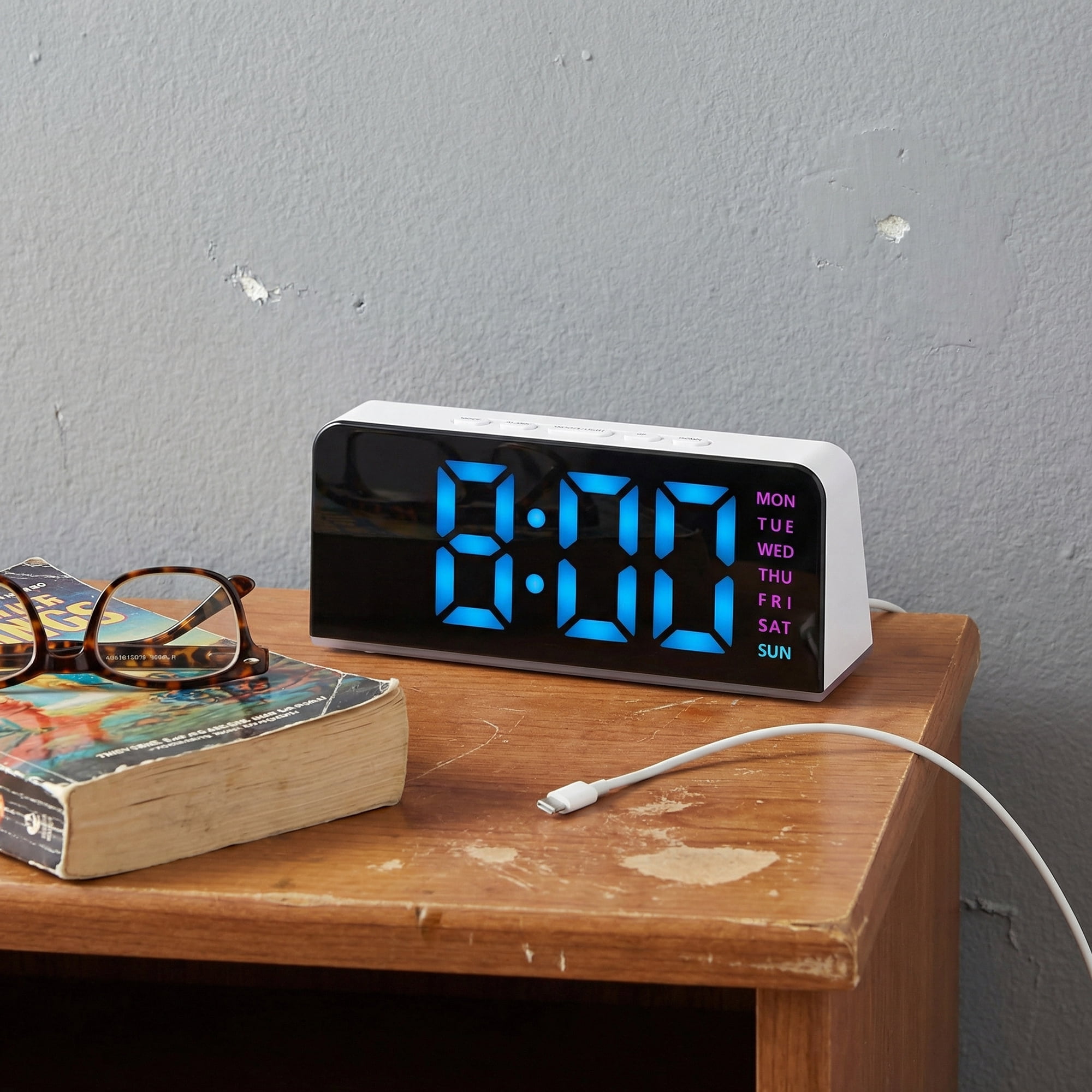 Unique Bargains Dimmable Dual Alarm Clock for Bedside and Nightstand 6.3" x1.6" x2.6"