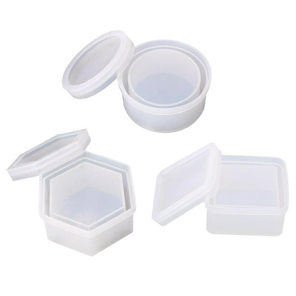 3x Caja de de Resina Caja de Tarro de Caja de Baratija de Almacenamiento de Joyería de Bricolaje con de Tapa BLESIY moldes de silicona para resina