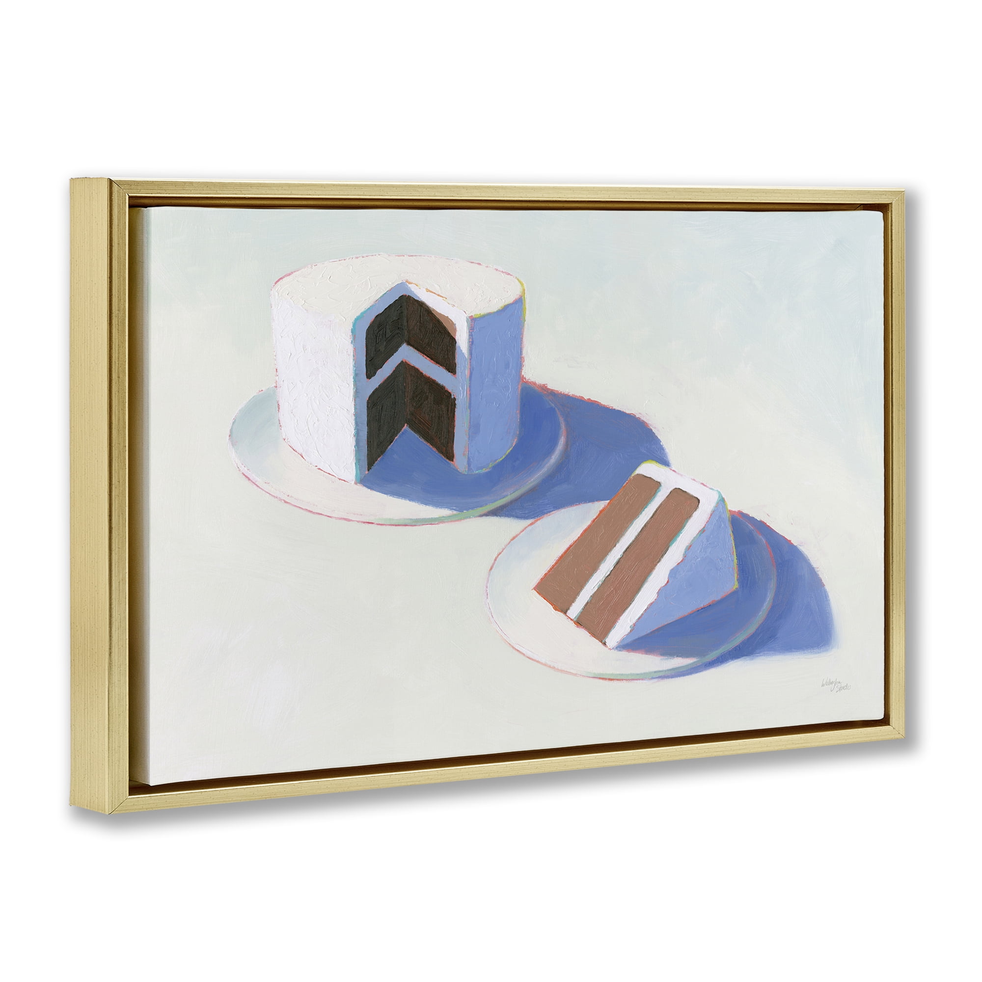 Stupell Industries Layer Cake Dessert Food & Beverage Painting Gold Floater Framed Canvas Art Print Wall Art, 25 x 17