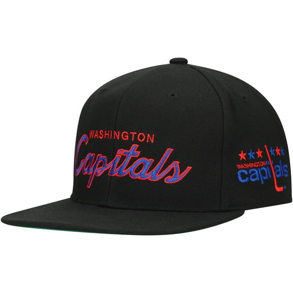 Men's Mitchell & Ness Black Washington Capitals Core Team Script 2.0 Snapback Hat