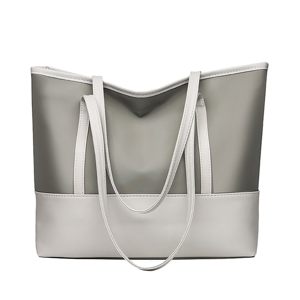 Bolso de hombro Oxford para mujer, bolso de mano de empalme de PU para mujer a la moda (gris) Likrtyny Para estrenar