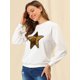 thumbnail image 2 of Sudadera de manga larga Allegra K con lentejuelas brillantes para mujer blanco S, 2 of 6