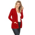 thumbnail image 2 of Women's Open Front Pockets Knit Long Sleeve Sweater Cardigan S M L XL, 2 of 3