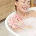thumbnail image 5 of SHIMELE Loofah Bath Sponge Scrubber, Mesh Shower Loofah Sponge, with Lanyard, Pink, 5 of 9