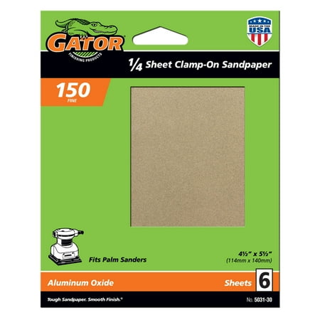 UPC: 0082354050306 | Gator Clamp-On Aluminum Oxide 1/4 Sandpaper Sheets  220-Grit  6-Pack  5030-30