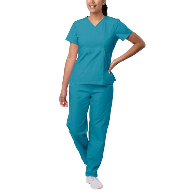 Sivvan Ensemble de Sarrau pour Femmes - Pantalon Cargo à Multiples Poches et Haut Cache-Cœur Stylé (Offert en 15 Couleurs)