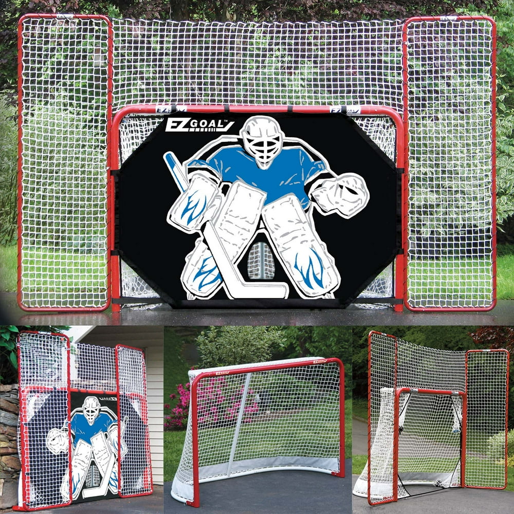 EZgoal Monster 6' x 4'2" Official Regulation Folding Metal Hockey Goal Net, 10' x 6' Backstop