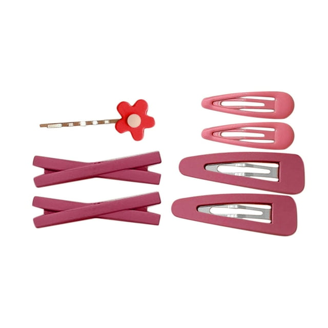 7Pcs Girls Hair Clips Hair Accessories Styling Tool Hairclips Snap Hairpins for Rose Red