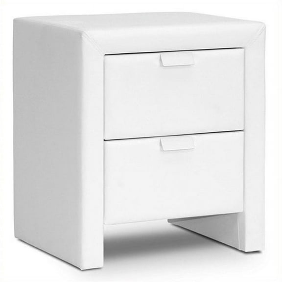 Bowery Hill Faux Leather Nightstand in White