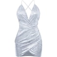 thumbnail image 5 of Vestido de fiesta para mujer, minivestido sexy con escote en V, camisola brillante, vestido de noche, vestido de cóctel, vestido de tubo ajustado sin espalda, vestido de baile para fiesta y, 5 of 5