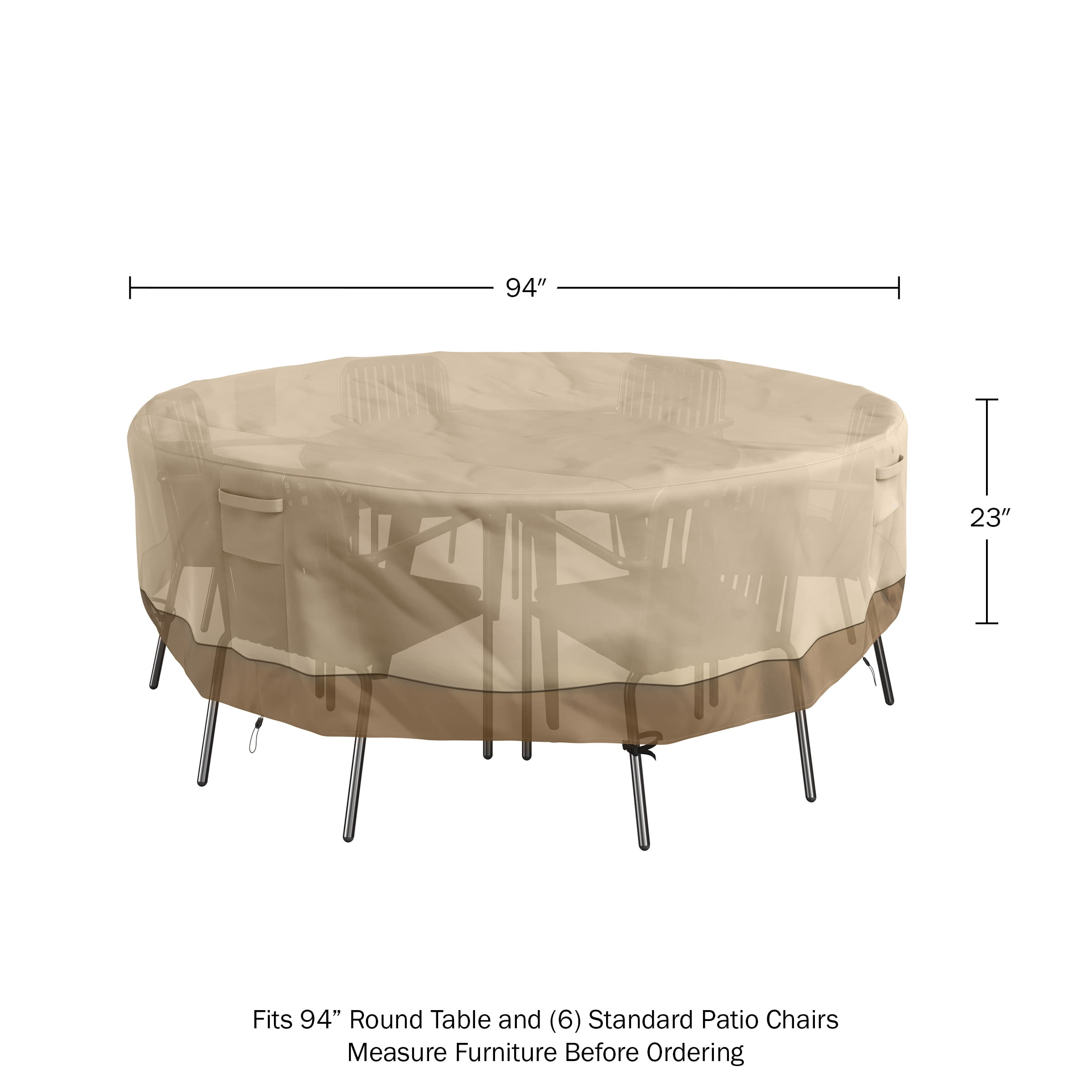 Pure Garden 94in Round Outdoor Patio Table Cover - Waterproof UV 50+, Beige