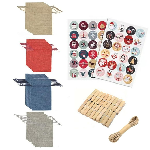 2024 Advent Calendar for Filling Fabric Large 24pcs Christmas Design Durable Reusable