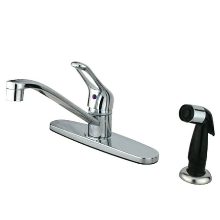 Kingston KB562 Wyndham One-Handle 4-Hole 8" Centerset Kitchen Faucet with Side Sprayer in Polished Chrome