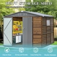 thumbnail image 6 of 8×8FT Outdoor Storage Shed, Iron-Wood Combination Tool Shed with Side Window and Lockable Door, Weather-Resistant Garden Shed with Slooping Roof and Air Vent for Patio Lawn, 6 of 9