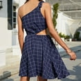 thumbnail image 4 of Nouvelle Robe d'Été à Carreaux pour Femmes Bretelles Inclinées Taille Élastique Robe de Plage, 4 of 8