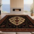 thumbnail image 2 of Design&I 3'x5' Ultra Soft Throw Mat, Black Red Elegant Floral Symmetry Design Intricate Blossoms and Vines with Classic Border Fluffy Washable Easy Care Indoor rug for Bedside Hallway, 2 of 7