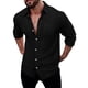 thumbnail image 2 of pstuiky camisas de manga larga para hombre, Camisa tipo cárdigan de manga larga con solapa y botones de color liso para hombre top de hombre xl, 2 of 9