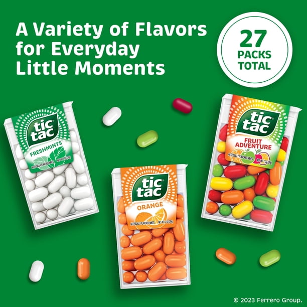 Tic Tac Mega Box, 27 Packs, Variety Mints, Freshmint, Orange And