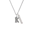thumbnail image 2 of Delight Jewelry Black Nickeltone Crystal Initial - K - Beaded Border - Silvertone Be Strong and Courageous Bar Charm Necklace, 23", 2 of 4