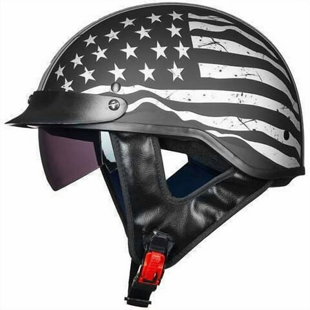 ILM Motorcycle Half Helmet 205V: Patriotic Flag - DOT Certified