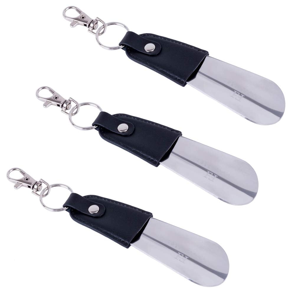 FootFitter Stainless Steel 5" Travel Shoe Horn with Keychain, Best on