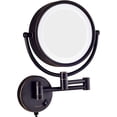 thumbnail image 3 of Wall-Mounted Makeup Mirror,8 inch Magnifying Double Sided Led Lighted Mirror,Bathroom Extendable 360° Swivel Shaving Cosmetic Vanity Mirror with Plug Switch,Brass,7X /Gold/1, 3 of 26