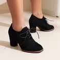 thumbnail image 4 of NECHOLOGY Botas Mujer Adulto Femenino Zapatos Botines mujer Botas de tobillo para mujer de tacón grueso con cordones tallados británicos de comercio exterior europeo y americano (Black, 8.5), 4 of 5