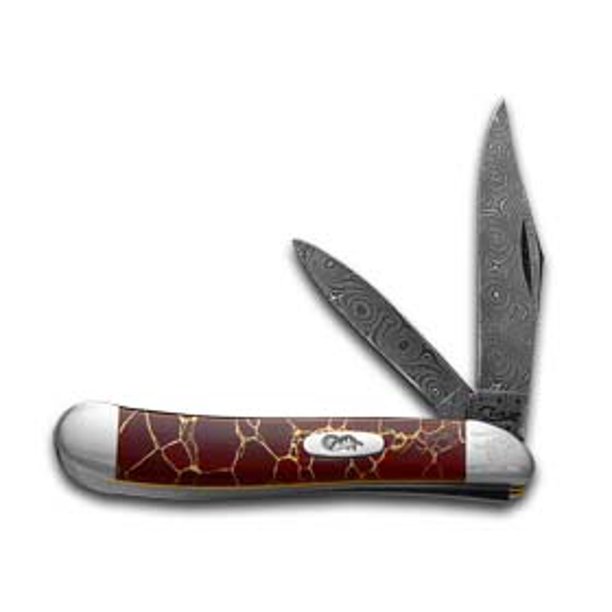 Case xx Painted Pony Damascus Smooth Red Matrix Stone Peanut 1/200