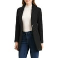 thumbnail image 1 of Abrigo elegante de trabajo con cuello de solapa y botones para mujer, abrigo de trinchera de invierno, 2XL, negro, 1 of 7