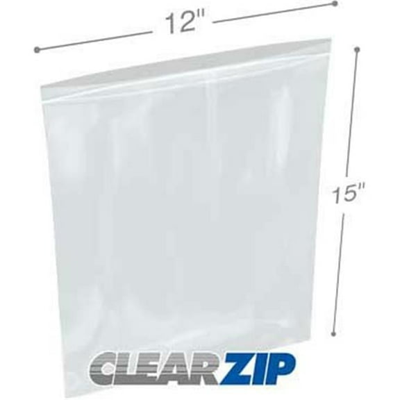 International Plastics CZ21215 12 x 15 in. ClearZip Lock Bags, 0.002 Gauge - Case of 1000
