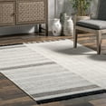 thumbnail image 3 of nuLOOM Minerva Casual Stripe Wool Tassel Area Rug, 6' x 9', Beige, 3 of 9