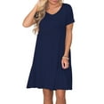 thumbnail image 2 of ANYJOIN Women's Summer Casual Dresses V Neck Short Sleeve Swing Dress with Pockets, 2 of 5