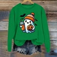 thumbnail image 2 of Halloween Sweatshirt for Women Hoodless Sweatshirt Oversized Crewneck Sweatshirt for Women Long Sleeve Pullover Comfort and Relaxed Fit Green M, 2 of 4