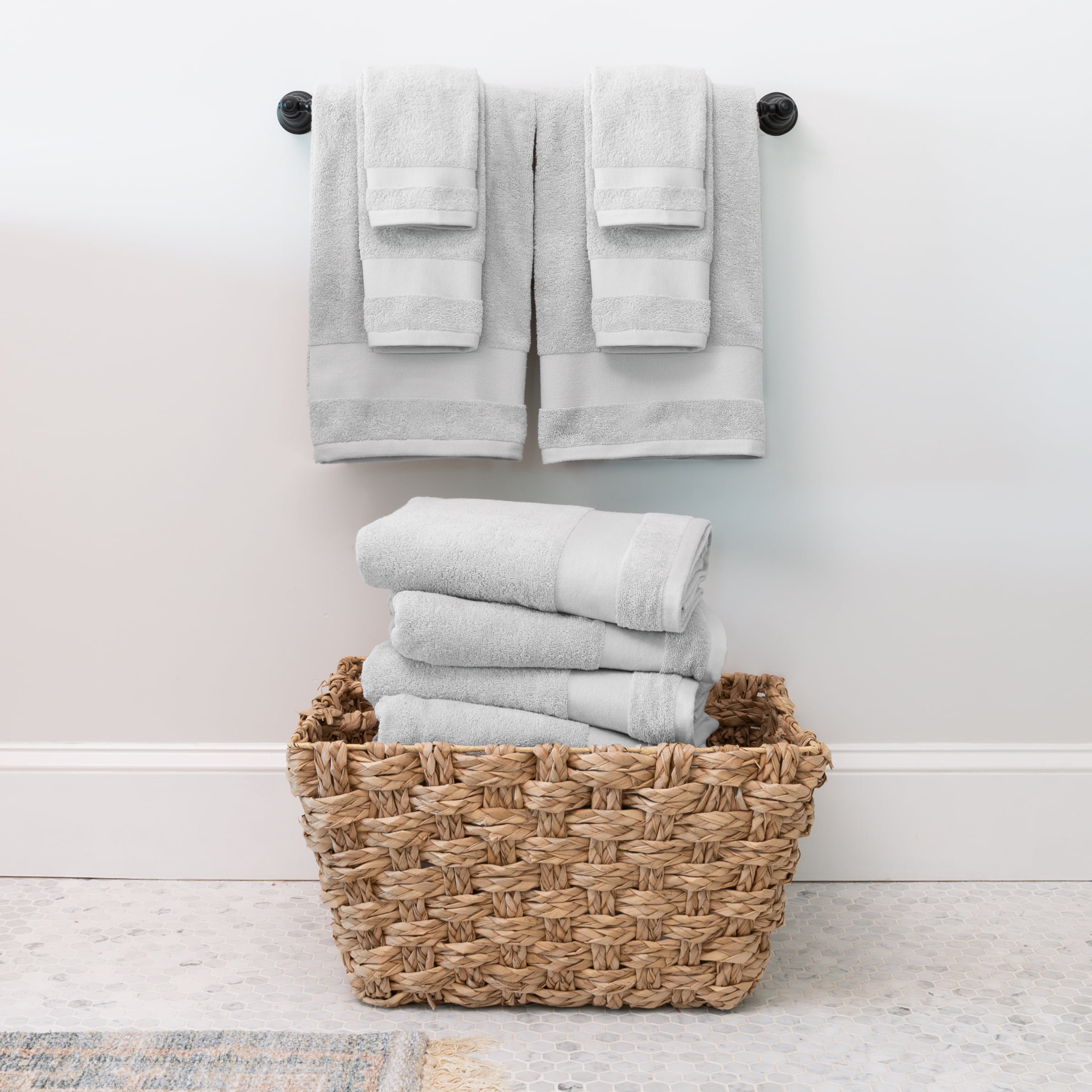 Noble House Ultra Soft 100% Cotton Extra Heavy Hotel & Spa Feel 6pc Bath  Towel Set Bathroom 2 Bath Towels 2 Hand Towels 2 Washcloths - Blue
