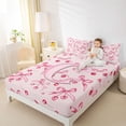 thumbnail image 3 of Manfei Coquette Cherry Bow Bed Sheets For Girl,Pink Initial Letter C Monogrammed King Sheets,4pcs, 3 of 6